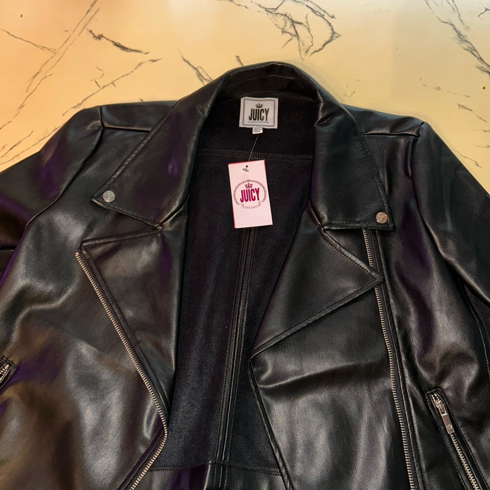 Juicy Couture Sleek Black Leather Jacket